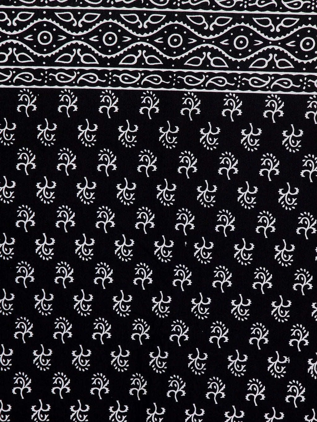 Rajasthan Decor Black & White Ethnic Motifs 144 TC Cotton 1 Queen Bedsheet with 2 Pillow Covers