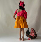 ArthLife Raspberry Pink And Orange Partywear Dress