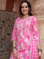 Sangria Ethnic Motifs Printed Sequined Pure Cotton Kurta with Trousers & Dupatta