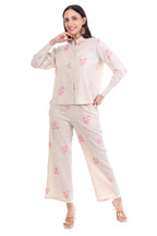 Jaitra Apparels Off White Embroidered Premium Pure Cotton Co-Ord Set For Women - Distacart