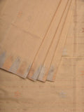 Beige Khadi Cotton Handloom Saree with Temple Border Design - Global Threads