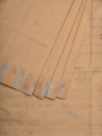 Beige Khadi Cotton Handloom Saree with Temple Border Design - Global Threads