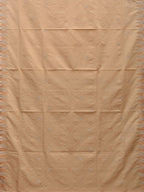 Beige Khadi Cotton Handloom Saree with Temple Border Design - Global Threads