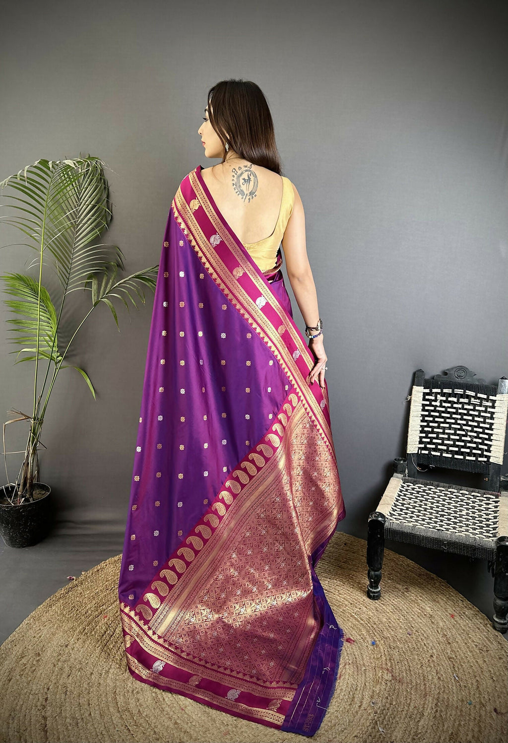 Joban Fashion Purple Banarasi Soft Silk Woven Saree - Distacart