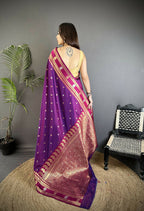 Joban Fashion Purple Banarasi Soft Silk Woven Saree - Distacart