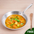 The Indus Valley TurboCuk Tri-ply Stainless Steel Fry Pan, Premium Quality, 3 Layer Thick Body, 100% Toxin-free, Non-stick, Induction & Gas,Spatula, 22/24/26 cm, 1.5/1.7/1.9L