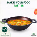 The Indus Valley Super Smooth Cast Iron Kadai,Pre-seasoned, Nonstick, 100% Pure, Toxin-free, Spatula, 25.4cm, 2.5L, 2.4kg