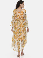 Souchii Women Cream-Coloured Floral Printed A-Line Dress - Distacart