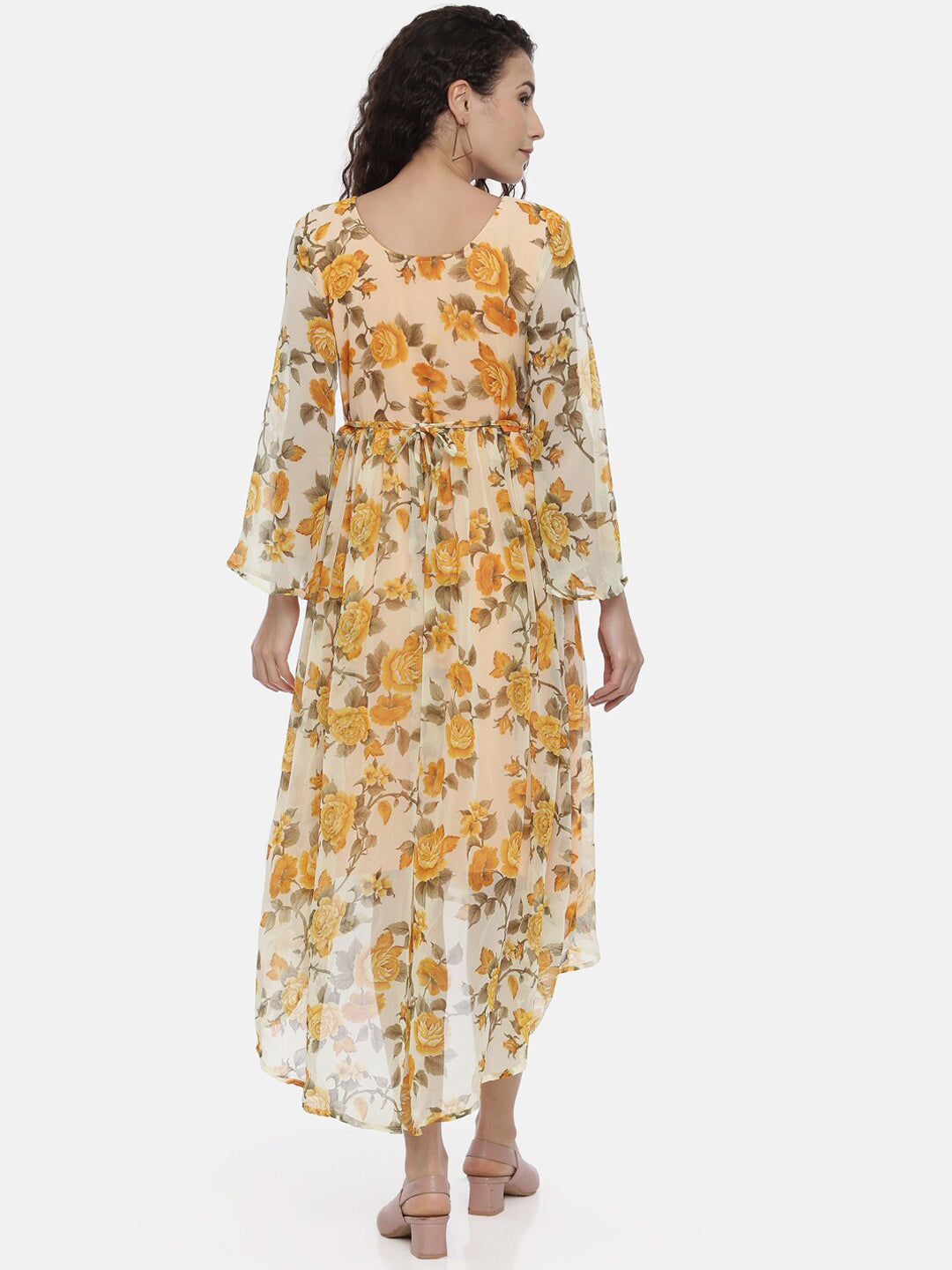 Souchii Women Cream-Coloured Floral Printed A-Line Dress - Distacart