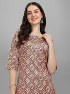 HERE&NOW Women Orange Ethnic Motifs Printed Kurta With Palazzos
