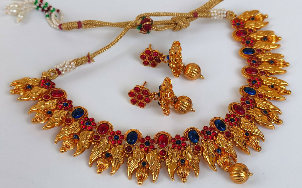 Kemp Peacock Pink & Blue Necklace Set - Distacart