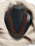 Inhanns Handmade Beaded Multilayer Necklace, 20 Layers - Coffee Brown