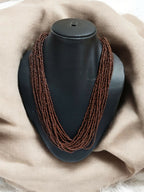 Inhanns Handmade Beaded Multilayer Necklace, 20 Layers - Coffee Brown