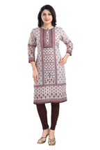 Snehal Creations Charming Cream Digital Print Cotton Slub Long Kurti Tunic - Distacart