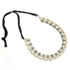 Mominos Fashion Johar Kamal Silver-Plated Brass Finish Pearls Work Choker For Women (White) - Distacart