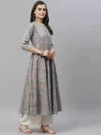Miravan Women's Floral Printed Anarkali Kurta