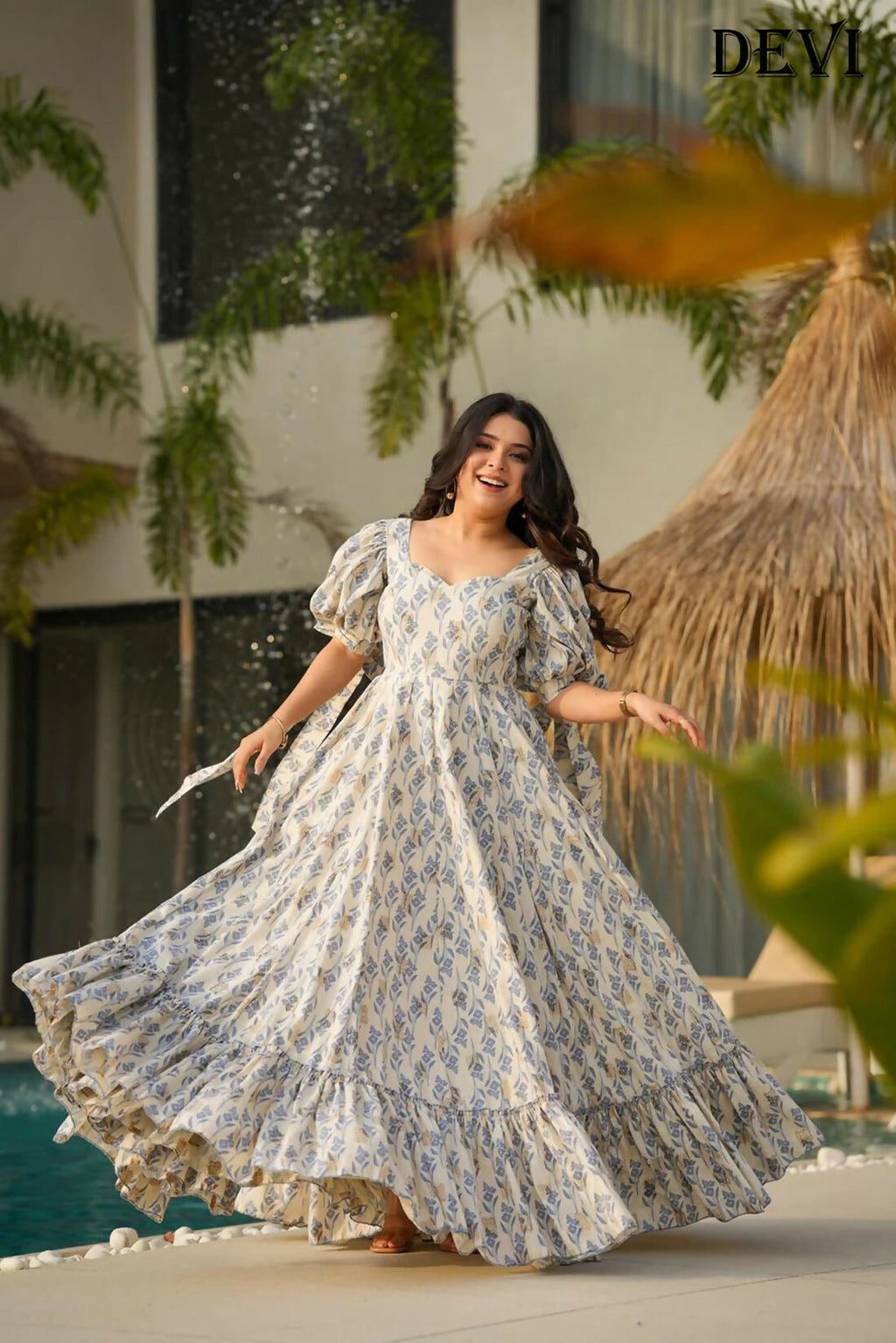 Aayaa Designer Printed Full Flared Gown - Multi Color - Distacart