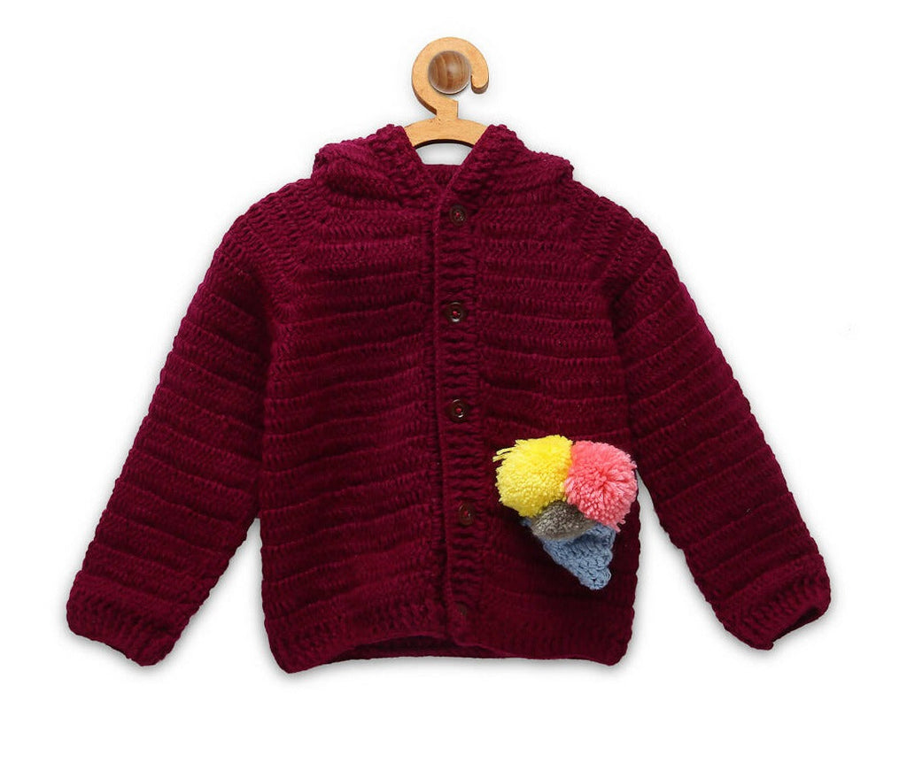 Chutput Kids Maroon Coloured Solid Pullover Sweater