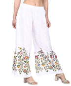 Mominos Fashion White Floral Design Palazzo
