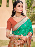 Shree Shyam Fashion Rama Green Pochampally Silk Saree - Distacart