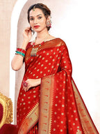 Shree Shyam Fashion Paithani Silk Red Saree - Distacart