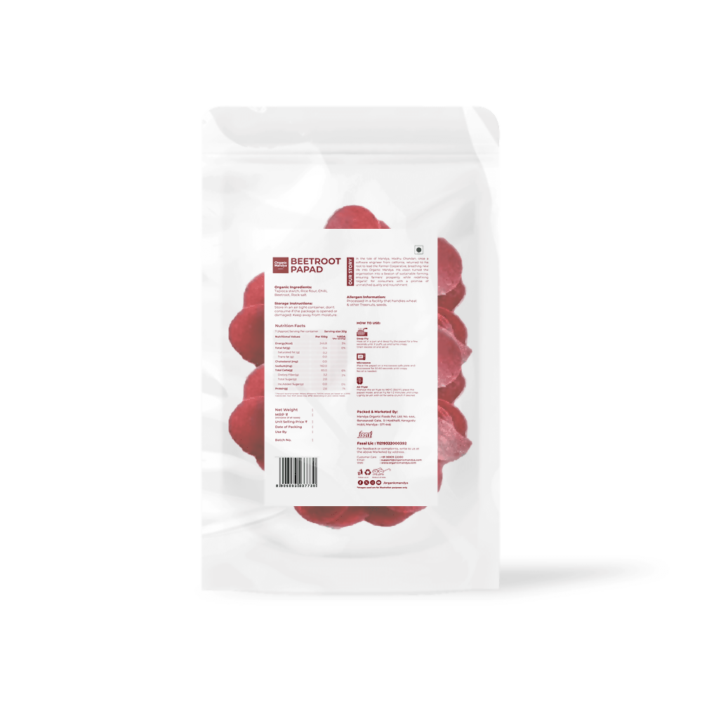 Organic Mandya Beetroot Papad - Distacart