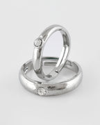 VOJ Stainless Steel Cubic Zirconia Silver Plated Adjustable Ring Set for Couple