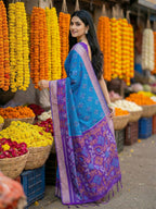 Shree Shyam Fashion Blue Pochampally Silk Saree - Distacart