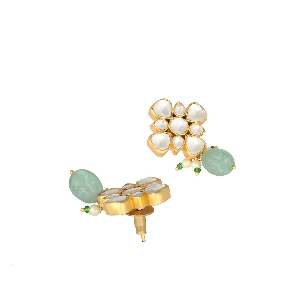 Nuyug 22K Gold Plated Kundan Paradise Green Studs - Distacart