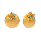 Nuyug 22K Gold-Plated Turquoise Flower Stud Earrings - Distacart