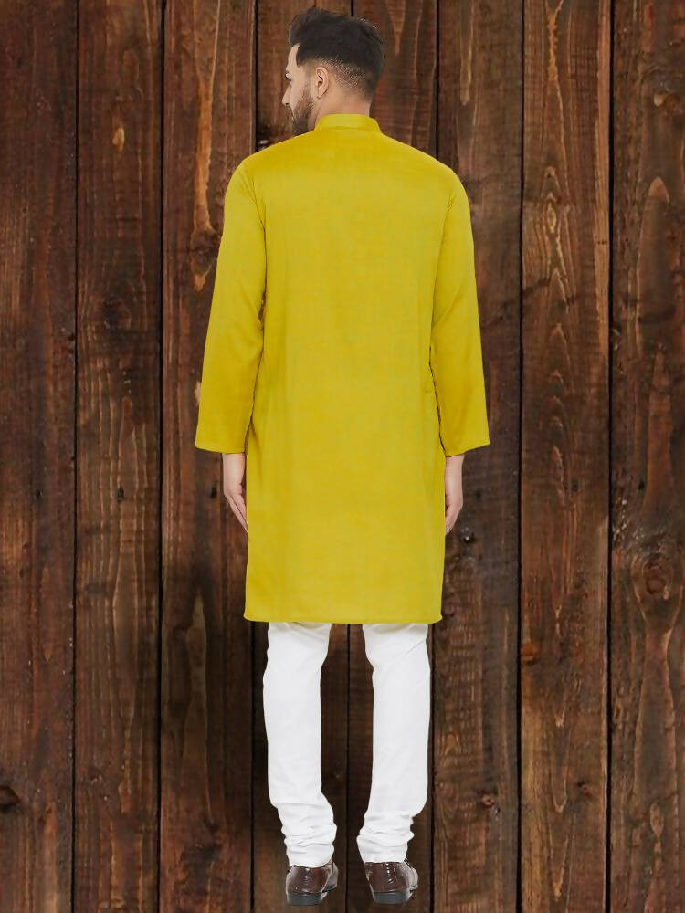 Even Apparels Yellowish Green Wedding Kurta - Green