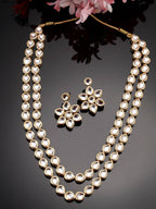 NVR Women's Gold-Plated Kundan 2 Layered Handcrafted Jewellery Sets With Drop Earrings - Distacart