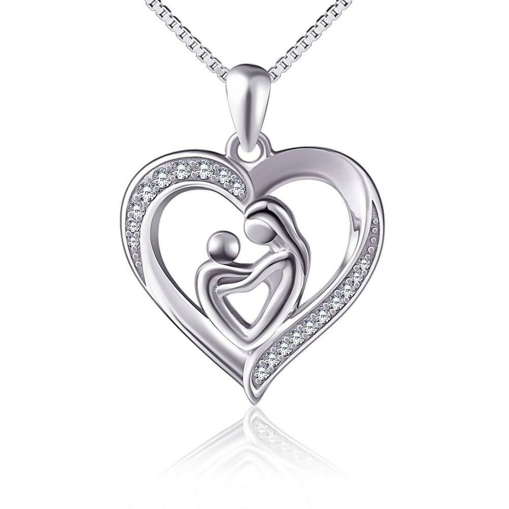 Cauer Elegant 14K White Gold Plated Moissanite Pendant Necklace