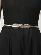 NVR Women Circular Gold-Polished Stretchable Metal Belt