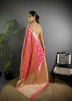 Joban Fashion Light Pink Banarasi Soft Lichi Silk Paisley Saree - Distacart