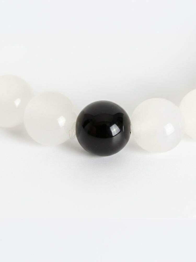 NVR Unisex White & Black Crystal Beaded Bracelet - Distacart