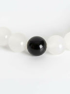 NVR Unisex White & Black Crystal Beaded Bracelet - Distacart