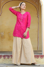 Juniper Women Fuchsia Shantoon Embroidered Straight Tunic