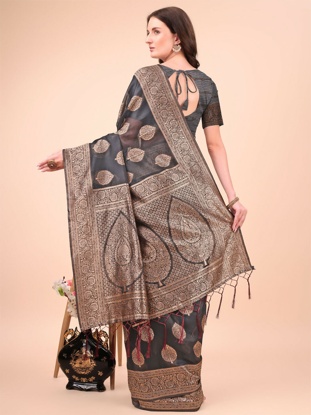 Shree Shyam Fashion Cotton Black Saree - Distacart