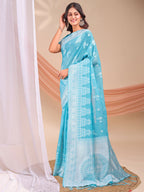 Shree Shyam Fashion Varnika Sky Blue Linen Cotton Saree