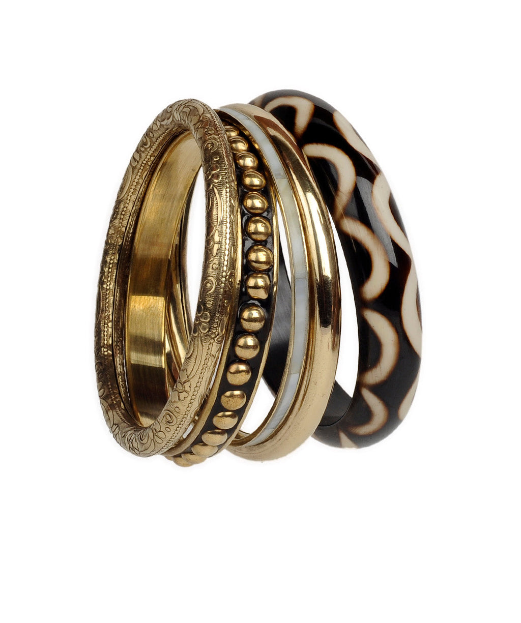 Brass Alloy Designer Brass Five Bangle Set - The Pari - Distacart