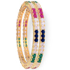 Gold-Plated Alloy Set Of 2 Multicolou Ad Bangles - The Pari - Distacart