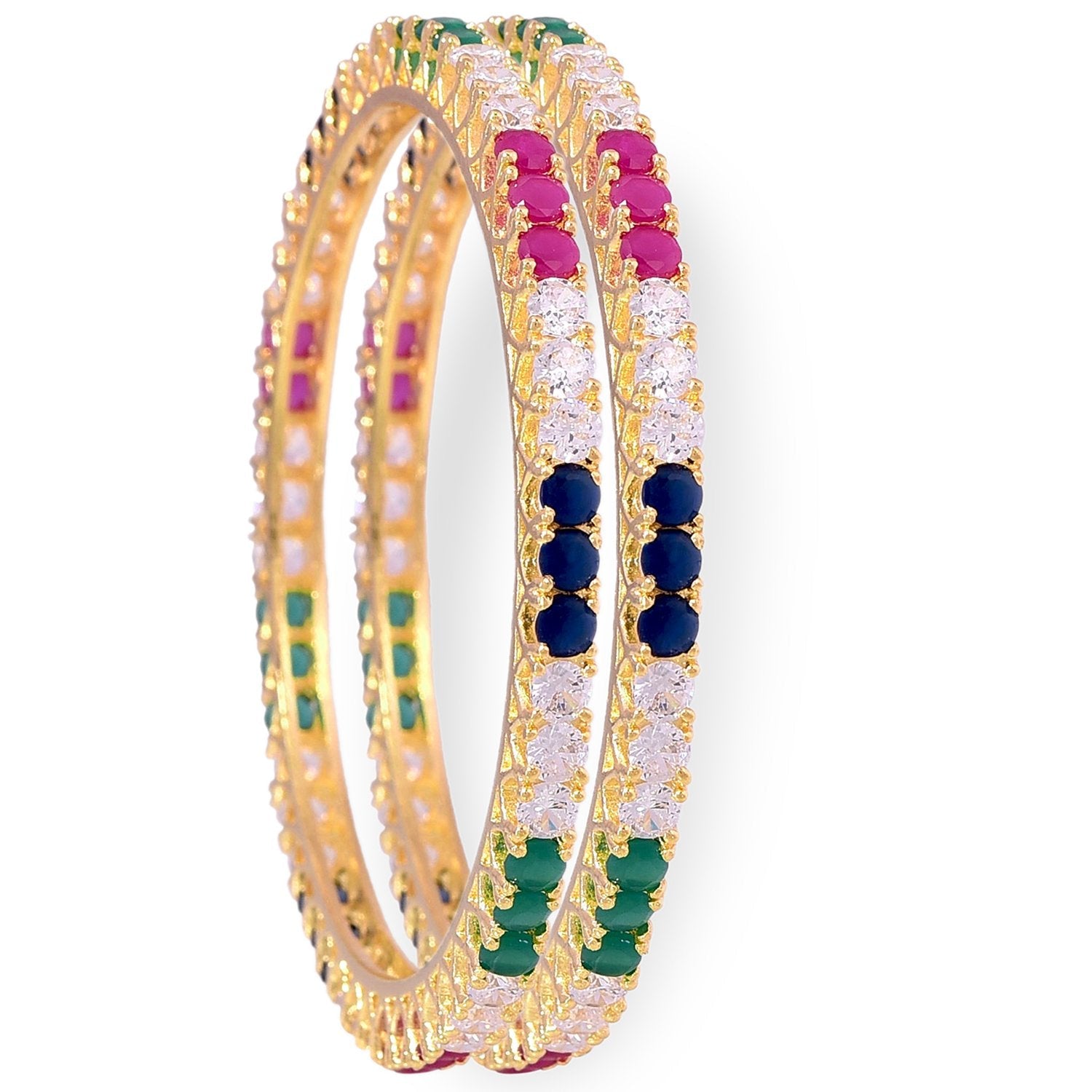 Gold-Plated Alloy Set Of 2 Multicolou Ad Bangles - The Pari - Distacart
