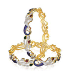 Gold-Plated Alloy Enamel Coated Ad Peacock Bangle Set - The Pari - Distacart