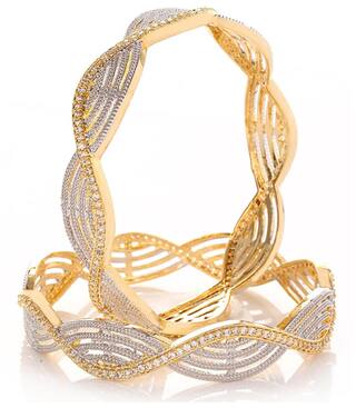 Gold-Plated Alloy Spiral Design American Diamond Bangles - The Pari - Distacart