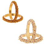 Gold-Plated Alloy Combo Of Handmade Gold And Pearl Bangle - The Pari - Distacart