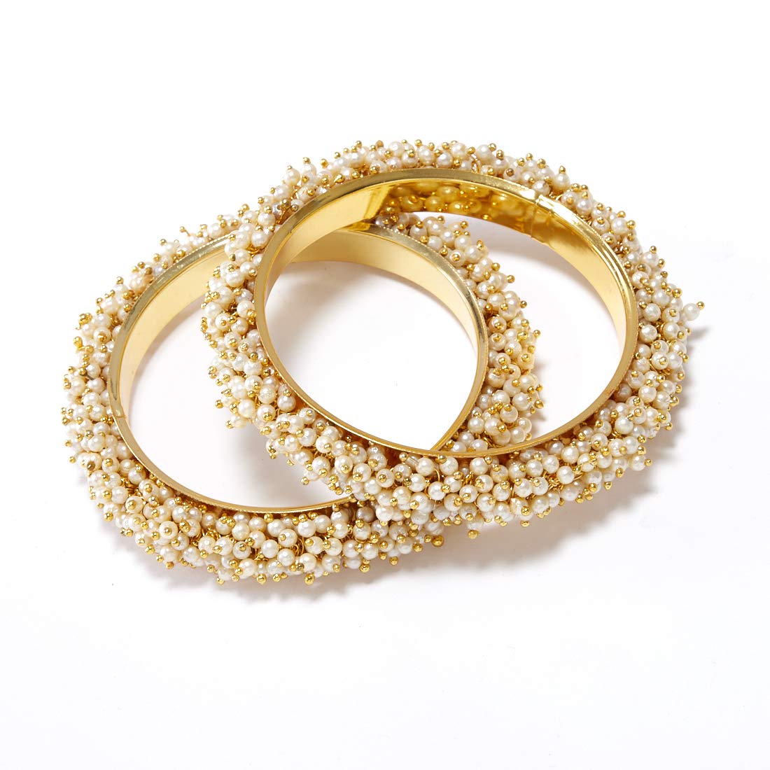 Gold-Plated Alloy Combo Of Handmade Gold And Pearl Bangle - The Pari - Distacart