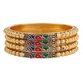 Gold-Plated Alloy Peacock Design Set Of 4 Gold Plated Bangles - The Pari - Distacart