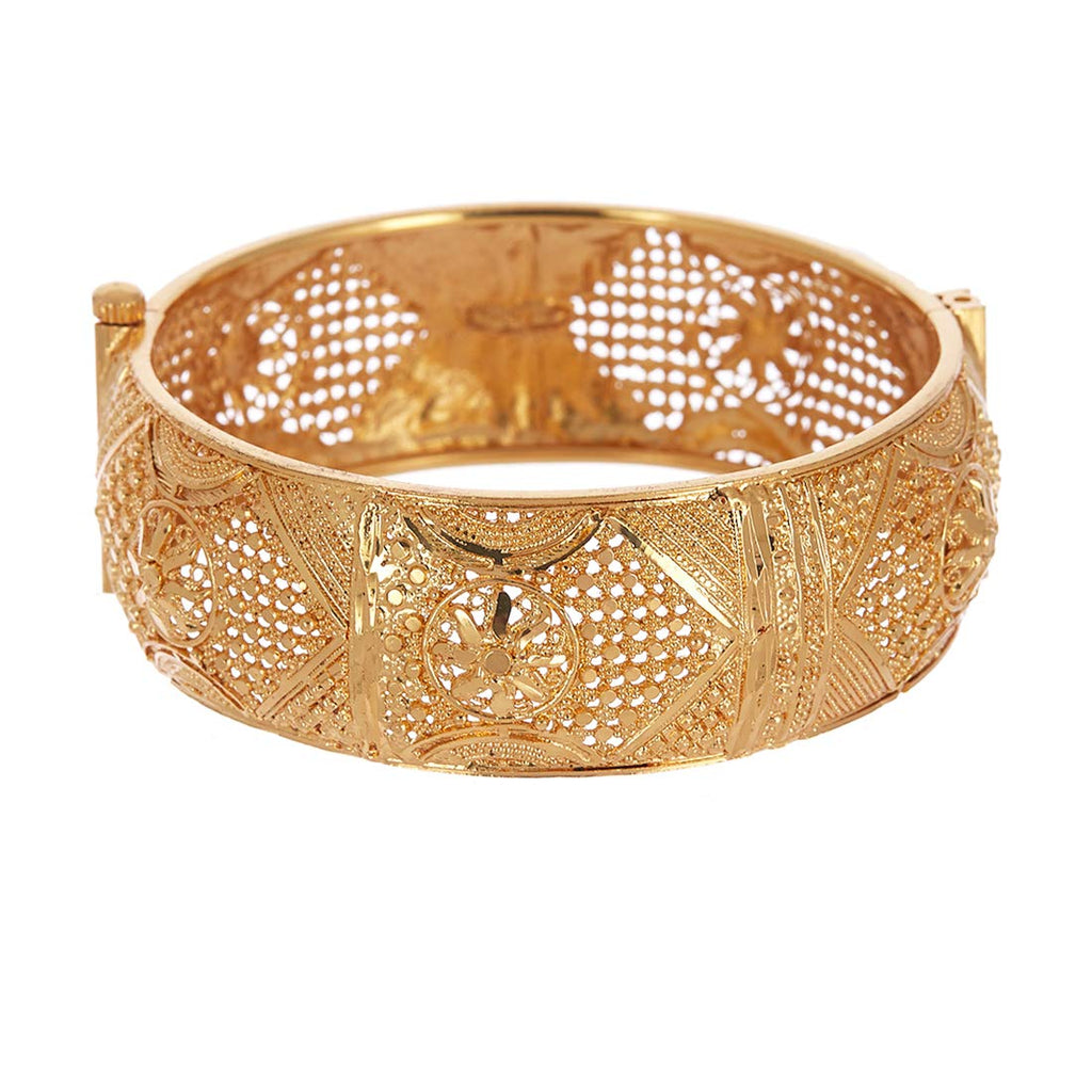 Gold-Plated Alloy Golden Handmade Beaded Bangle Set - The Pari - Distacart