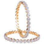 Gold-Plated Alloy Thin Flower American Diamond Bangle Set - The Pari - Distacart
